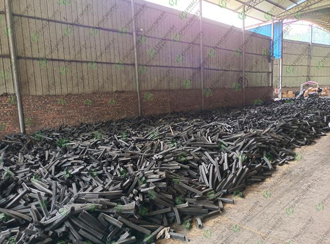 Biomass charcoal rods produced in small family workshops